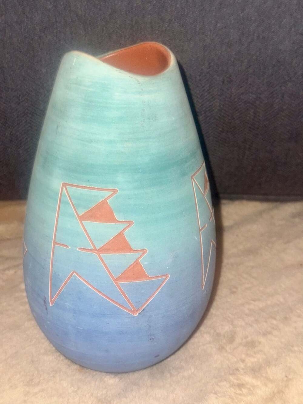 Vintage Sun Rose Signed Sioux Pottery Glazed Interior Matte Exterior 7.5" - ,